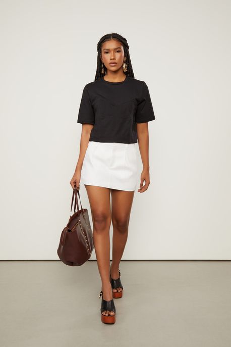 T-Shirt De Malha Corselet Preto - P