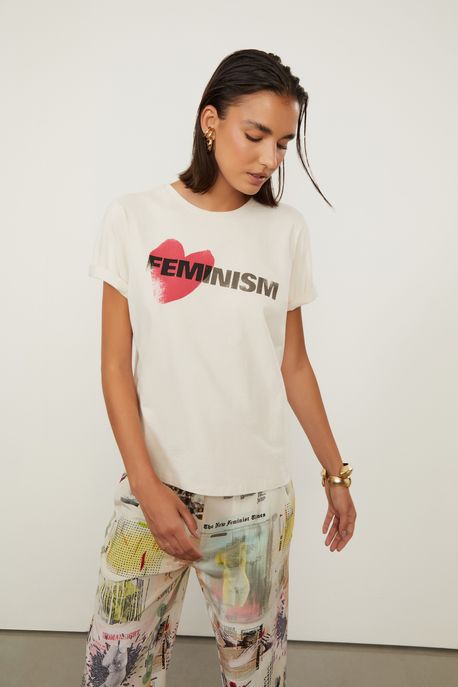 T-Shirt De Malha Bege Com Silk Bege Sand - P