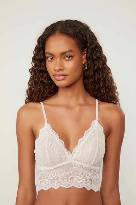 Top Triangulo De Renda Bege Sand - P