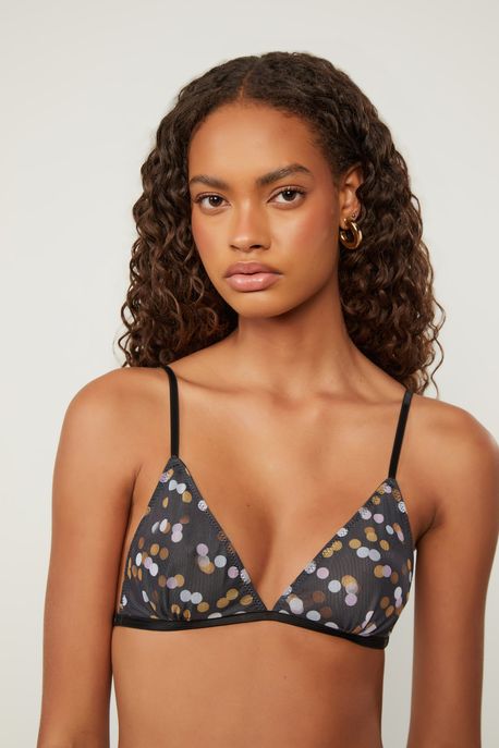 Top Triangulo De Tule Pois Est Pois Lente Color - P