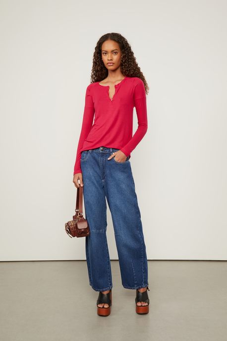 Blusa Manga Longa Raglan Vermelho Cereja - G