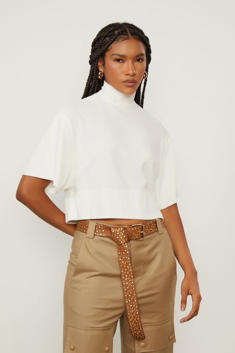 Blusa De Malha Crepe Off White - M