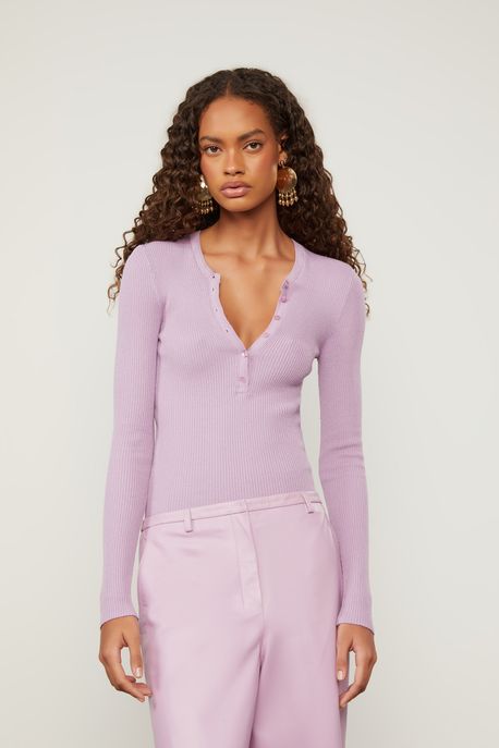 Blusa De Tricot Manga Longa Portuguesa Rosa Vintage - GG