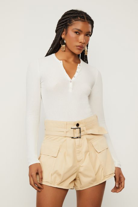 Blusa De Tricot Manga Longa Portuguesa Off White - P