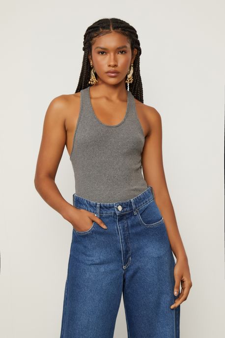 Regata Nadador De Malha Ribana Mescla Mescla Escuro - M