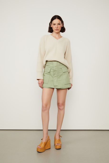 Short Saia De Sarja Destacável Verde Stone - 40
