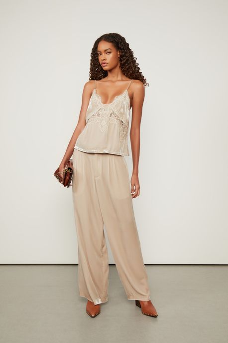 Calça Em Veludo Bege Cashmere Bege Cashmere - 40