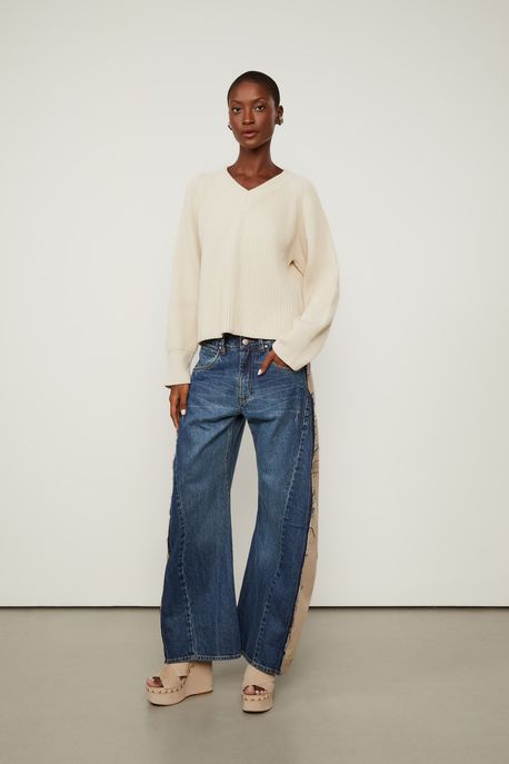 Calça Jeans Haren Com Sarja Lateral Jeans Escuro - 40