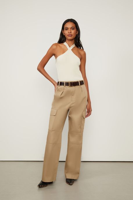 Calca De Algodao Bege Bege Cashmere - 42