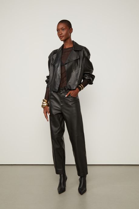 Calca De Couro Basic Preta Preto - 42