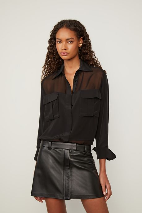 Camisa Recortes Mix Pure Preta Preto - 42