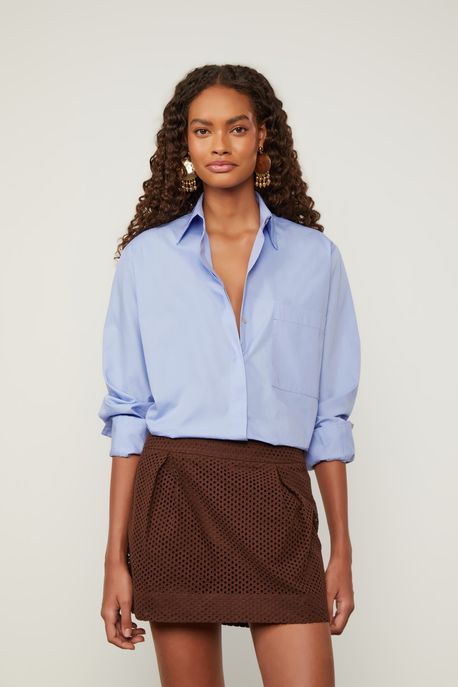 Camisa Tricoline Essential Azul Claro Azul Claro - 40