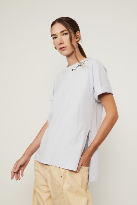 T-Shirt De Malha Lilás Com Bordado Lilas Flash - G