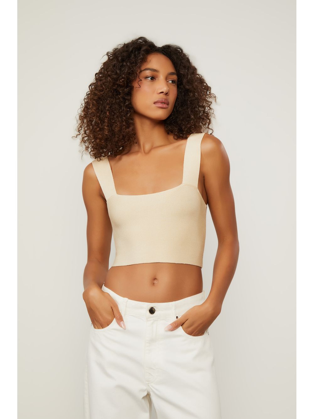 Animale — Top De Tricot Básico Com Decote Reto