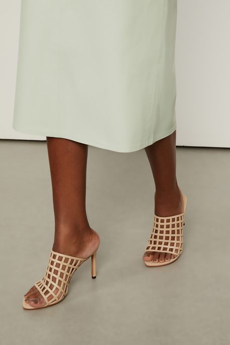 Mule De Couro Tiras Bege Sand - 37