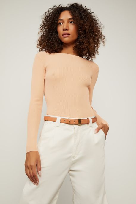 Cinto De Couro Fivela Canal Caramelo - P