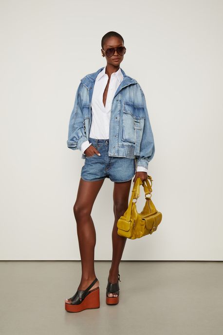 Short Jeans Com Sarja Lateral Jeans Escuro - 40