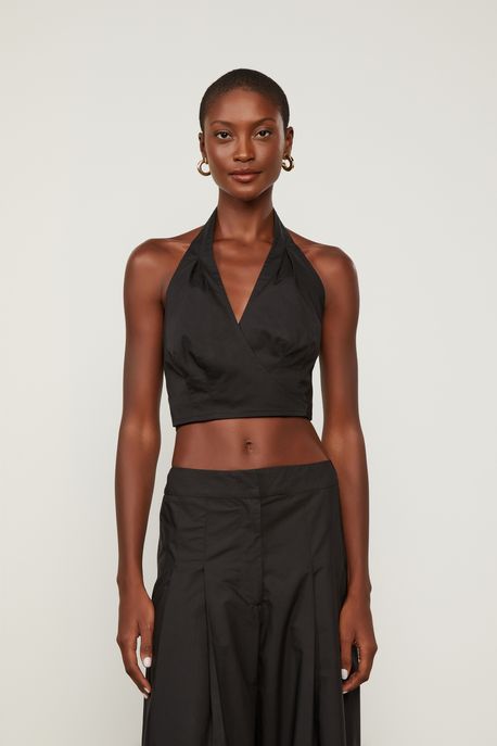 Blusa Transpassada Preta Preto - 44