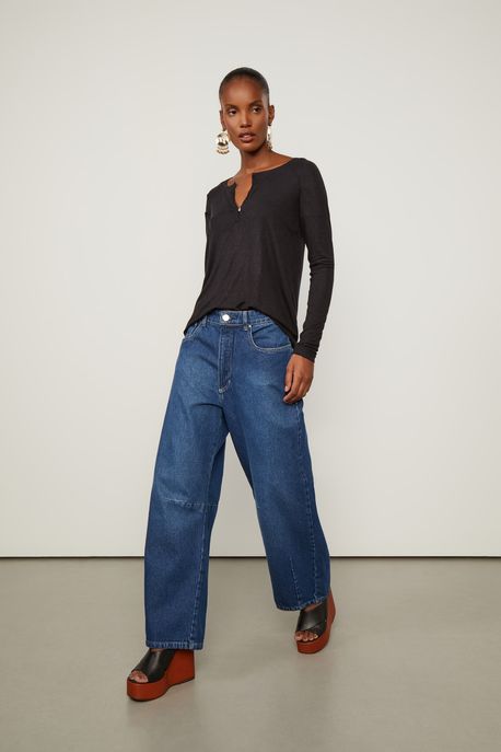 Blusa Manga Longa Raglan Preto - M