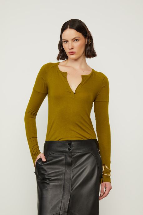 Blusa Manga Longa Raglan Verde Figo - M