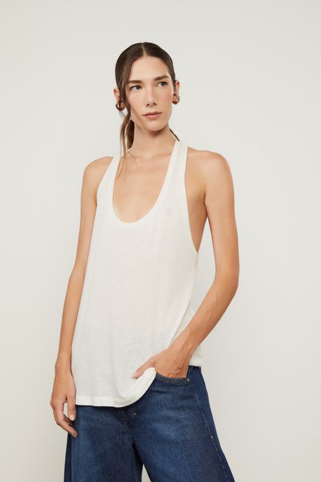Regata De Malha Decote Nadador Basic Off White - P