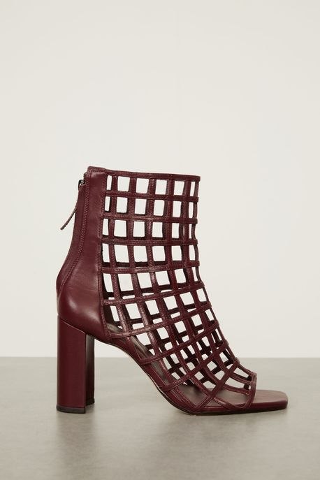 Ankle De Couro Tiras Vinho - 35
