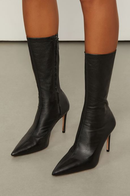 Bota De Couro Stretch Preto - 37