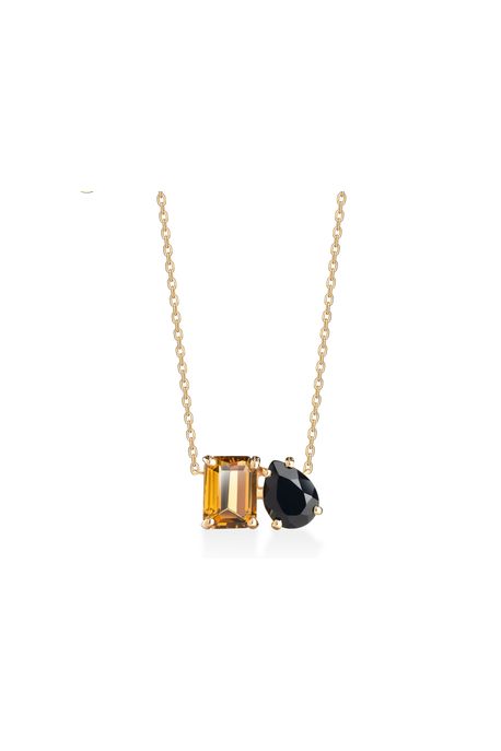 Colar Simple Oa C/Quartzo Whisky /Negro - U