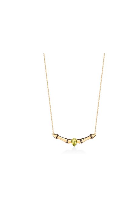 Colar Bamboo Style Oa C/Peridoto/Diam Black - U
