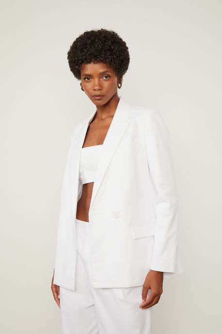 Blazer De Algodão Off White Branco - 40