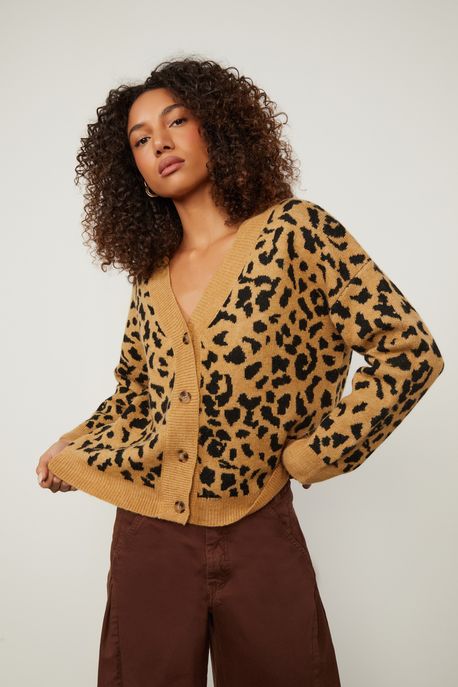 Cardigan De Tricot Com Botão Onça Onça Original - G