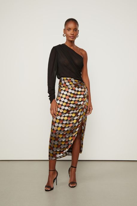 Saia Jacquard Midi Pareô Colorido - 36
