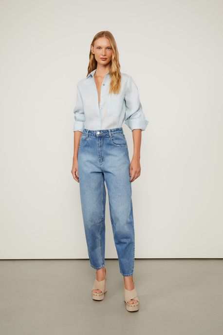 Camisa De Linho Azul Pale - 44