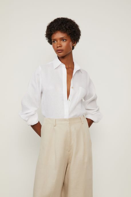 Camisa De Linho Branco - 44