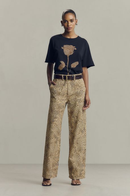 Calça De Sarja Loose Onça Est Onca Suspiro Color - 44