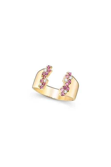 Anel Flora Oa C/Rodolita/Turmalina Rosa/Diamante - 17