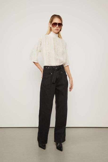 Calça Black Jeans Com Cinto Preto - 42