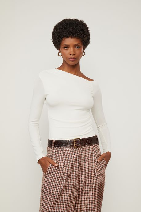 Blusa Manga Longa De Malha Off White - G