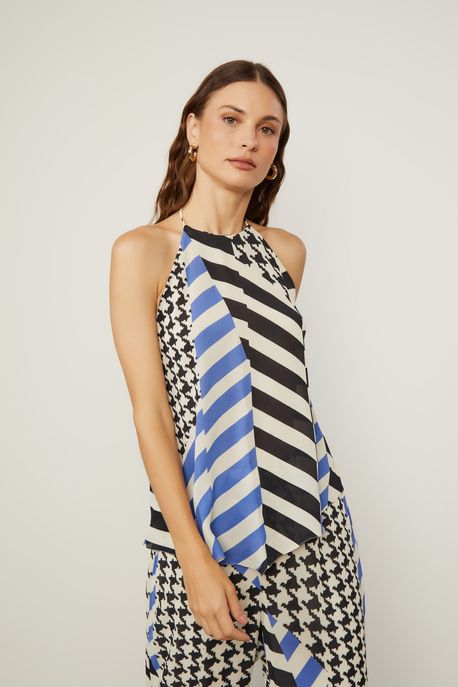 Top De Georgette Pesado Frente Única Estampado Est Listra Patch Off e Future - 42