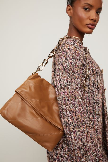 Bolsa De Couro Corrente Marrom Biscoito - U