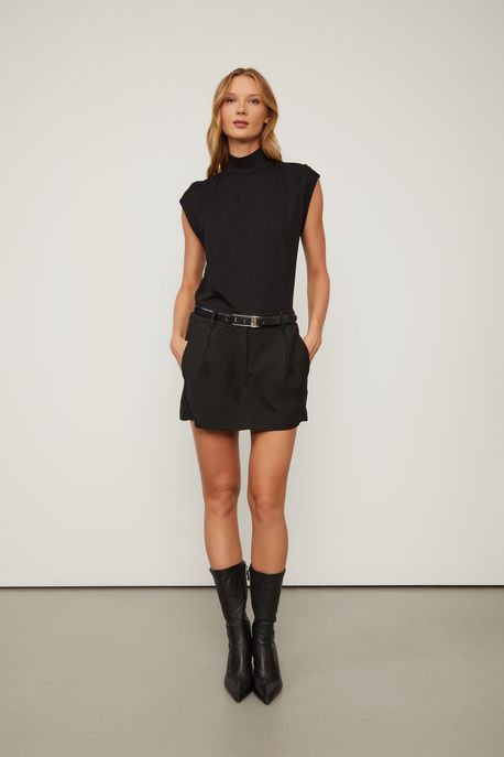 Short Saia Alfa De Crepe Nero Preto - 34