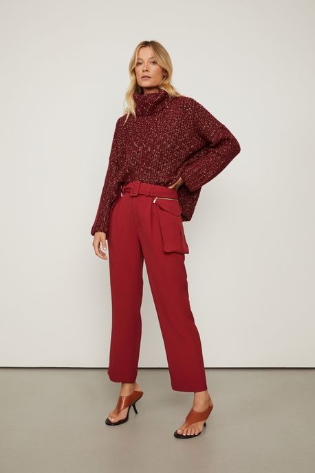 Calça Com Cinto Removivel Marrom Ruibarbo Marrom Ruibarbo - 42