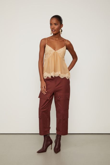 Calca Com Bolsos Marrom Rum Marrom Rum - 40