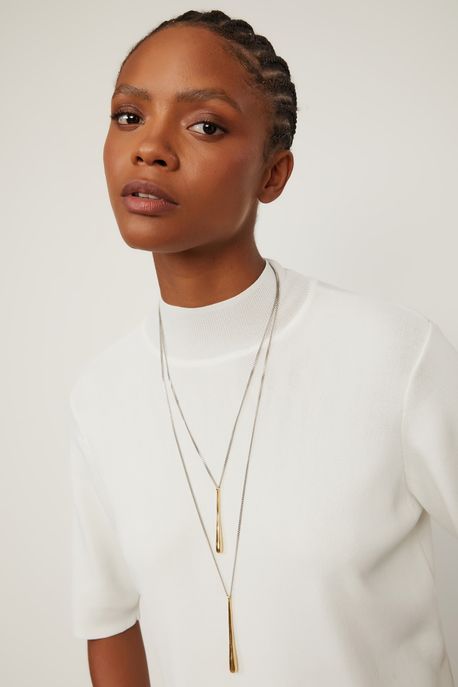 Colar Longo Gotas Ouro - U