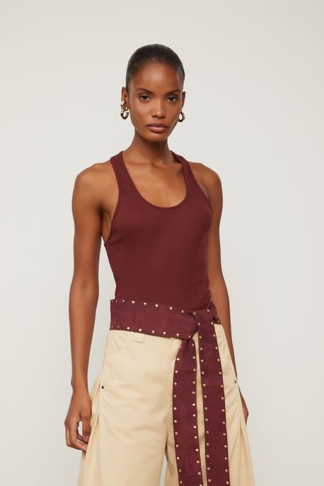 Regata Nadador De Malha Ribana Marrom Rum Marrom Rum - G