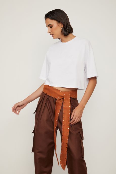 T-Shirt De Malha Cropped Off White Off White - P