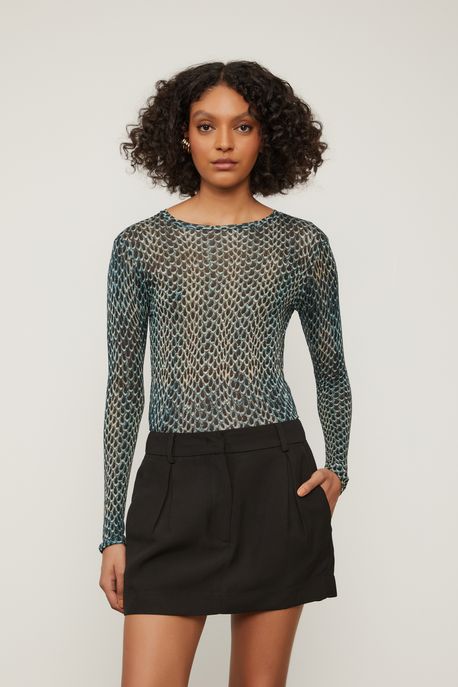 Blusa Segunda Pele Estampada Est Textura Skane Color - M