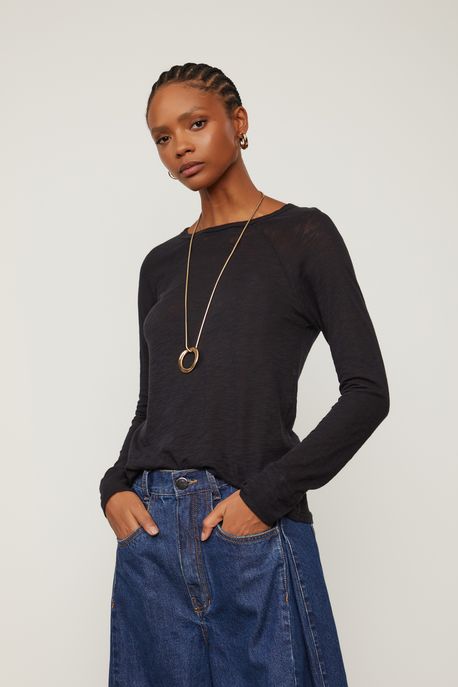 Blusa Manga Raglan Preto - M