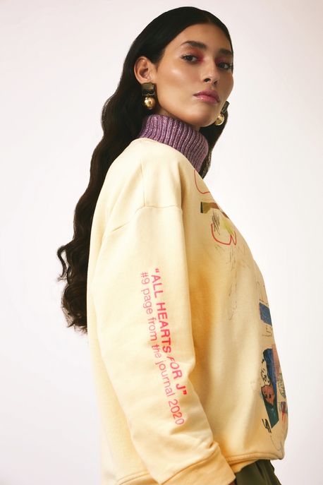 Casaco De Moletom Bege Silk Furcolin All Hearts Bege Dunas - P