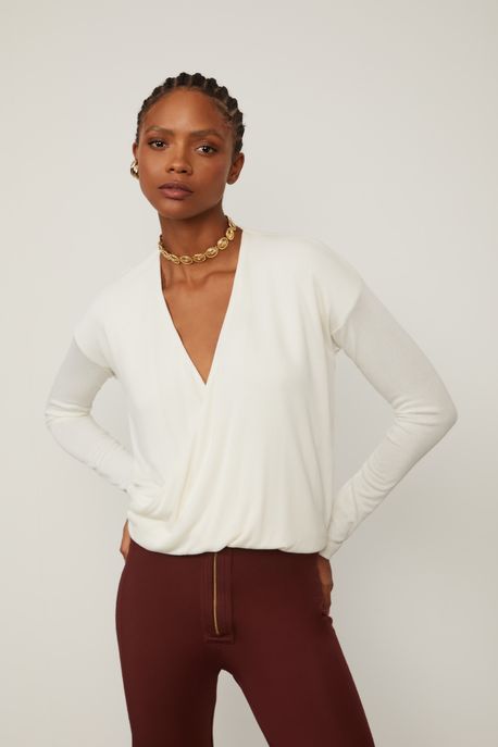 Blusa Manga Longa Off White - M